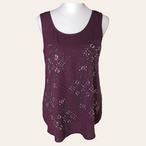 Juicy Couture Tank Top Womens‎ Small Embellished Dark Maroon Knit Back Pullover